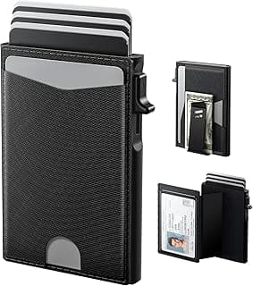 Flip Pop Up Wallet for Men Card Holder: Smart Privacy & lD Display Mode, RFID Blocking, Slim Genuine Leather, Minimalist Front Pocket - 8 Cards Cap...