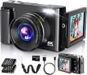 4K Digital Camera for Photography Autofocus, 2026 Latest 48MP Vlogging Camera for YouTube with SD Card, 2 Batteries, 3" 180°Flip Screen Compact Tra...