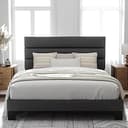 Allewie Queen Size Platform Bed Frame with Fabric Upholstered Headboard and Wooden Slats Support, Fully Upholstered Mattress Foundation/No Box Spri...