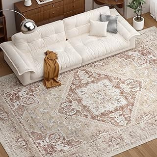 COHOME Vintage Distressed Washable Rug, Pet & Kid Friendly Area Rugs with Non-Slip TPE Backing, Stain Resistant High Traffic Low Pile for Living Ro...