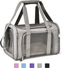 Henkelion Cat Carriers Dog Carrier Pet Carrier For Small / Medium Cats Dogs Puppies (Up To 15lbs), TSA Airline Approved Small Dog Carrier Soft Sided, Collapsible Waterproof Travel Puppy Carrier - Grey