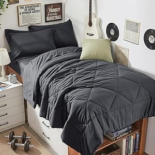 5-Piece Twin XL Comforter Set, Dark Gray | Reversible, All-Season, Soft, 5 Piece Set, All-Season Reversible Bed in a Bag, Flat Sheet, Fitted Sheet,...