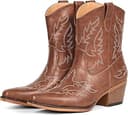 Cowboy Boots for Women Ankle Cowgirl Booties Pointed Toe Western Short Chunky Classic Boot