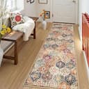 Lahome Moroccan Hallway Runner Rug, 2'5''x8' Ultra-Thin Washable Runners for Hallways Kitchen, Oriental Laundry Room Rug Non-Slip Carpet for Entryway Bedroom Bathroom Elise, Cream/Multi