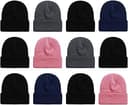 12 Pack Winter Beanie Hats for Men Women, Warm Cozy Knitted Cuffed Skull Cap, Wholesale