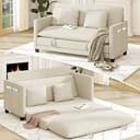 XVD 65 Inch Convertible Loveseat Sleeper Sofa Bed with Storage Pockets & 2 Pillows - 2-in-1 Folding Couch for Small Spaces, Modern Corduroy Loveseat for Apartment, Living Room, Guest Room, Beige | 2-in-1 Convertible, Smart Storage Pocket, Premium Corduroy, Removable Cover, Two Matching Pillows, Deep Seats
