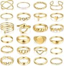 24-60 Pcs Gold Stackable Rings for Women, Knuckle Rings Chunky Gold Ring Set Dainty Stacking Cute Rings, Multiple Sizes Cute Jewelry Set Gift
