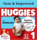 Huggies Size 1 Diapers, Little Snugglers Baby Diapers, Size 1 (8-14 lbs), 32 Count, Packaging May Vary