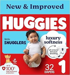 Huggies Size 1 Diapers, Little Snugglers Baby Diapers, Size 1 (8-14 lbs), 32 Count, Packaging May Vary