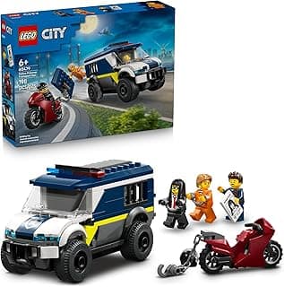 City Police Prisoner Transport Van - Police Toy for Kids, Boys & Girls Ages 6+ - Emergency Vehicle & Motorcycle Building Kit - Officer and 2 Crook ...
