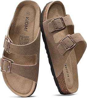 Unisex Summer Sandals Arch Support Cork Footbed Slide Sandals with Double Adjustable Buckle for Women Men