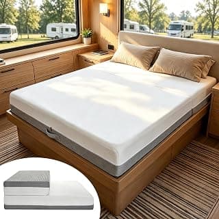 Vekkia 1/3 Bifold 8" Short Queen RV Mattress, 3-Layer Foam | Folding Camper Mattress for Under-Bed Storage, Machine Washable, Medium Firm Mattress ...
