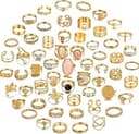 60 Pcs Gold Stacks Ring Sets for Women Non Tarnish, Dainty Vintage Stackable Rings Pack, Finger Midi Knuckle Rings for Jewelry Gift