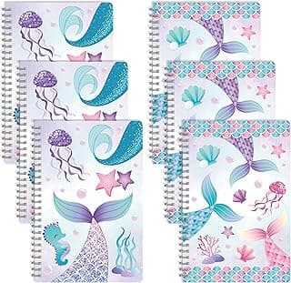 B1ykin Mermaid Spiral Notebooks - 50 sheets 100 Pages A5 Spiral Notebook, Cute Wire Bound Notebook Journal Planner for School, College, Office Trav...
