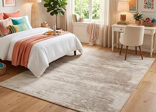 jxgzyy 5' x 7' Large Washable Area Rug 0.31" Thick Abstract Bedroom Carpet | Ultra-Soft Cashmere Feel, Low-Pile, Non-Slip Cotton Backing, Stain-Res...