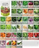 Gardeners Basics Survival Vegetable Seeds Garden Kit Over 16,000 Seeds Non-GMO and Heirloom, Great for Emergency Bugout Survival Gear 35 Varieties Seeds for Planting Vegetables 35 Free Plant Markers