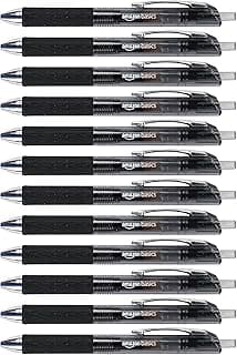 Amazon Basics Retractable Gel Pens, Fine Point 0.7mm, Smooth Writing, Black, No Smudge, School and Office Supplies, 12-Pack