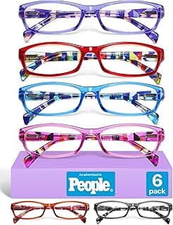 Gaoye Reading Glasses for Women, 6 pack Fashion Readers for Women Spring Hinge Eye Glasses, Blue Light Reading Glasses