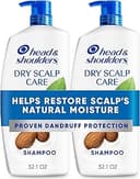 Head & Shoulders Anti-Dandruff Shampoo with 1% Pyrithione Zinc, Dry Scalp Care Shampoo Twin Pack, and Almond Oil for Itch and Dryness Relief, 32.1 ...
