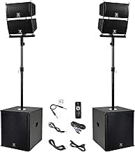 PRORECK Club 6000 15-inch 6000W P.M.P.O Stereo PA Speaker System Combo Set 4 Line Array Speakers, 2 15-inch Subwoofers with Bluetooth/USB Read/SD C...