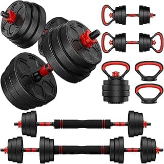Adjustable Dumbbell Set, 20/33/45/70/90lbs Free Weight Set with Connector, 4 in1 Dumbbells Set Used as Barbell, Kettlebells, Push up Stand, Weight ...