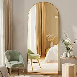 DUMOS 64"x21" Arched Full Length Floor Mirror, Full Body Mirror with Stand, Shatterproof Tempered Glass, Modern Aluminum Alloy Frame, Free Standing...