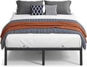 VASAGLE Queen Metal Bed Frame 14 Inches Tall, 1100 lb Weight Capacity, No Box Spring Needed, with Under-Bed Storage, Easy Setup, Heavy-Duty Platform Bed, Mattress Retainers, Matte Black URMB651BD02S