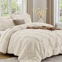Sasttie Queen Comforter Set, 7-Piece Bed in a Bag, Pintuck Bedding Sets for All Season, Includes Comforter, Flat Sheet, Fitted Sheet, Pillowcases a...