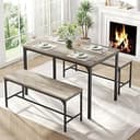 DUMOS Dining Table Set, Dining Table for 4 with Bench,Kitchen Table, Space-Saving Ideal 4-Person Set for Dining Room Kitchen Apartment Corner Grey ...
