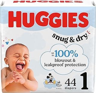 Huggies Size 1 Diapers, Snug & Dry Newborn Diapers, Size 1 (8-14 lbs), 44 Count, Packaging May Vary