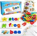 BEESTECH Alphabet ABC Learning Educational Toys for 3 4 5 Years Old Boys Girls, Wooden Puzzle Flash Cards Preschool Activity Letter Matching Games ...