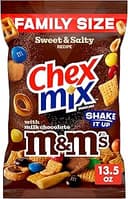 Chex Mix Sweet & Salty Snack Mix, Family Size, 13.5 oz | Featuring Corn Chex, Vanilla Breadsticks, Pretzels, Peanuts, Rye Chips, and M&M's Milk Chocolate Candy, Great for Roadtrips