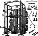 Mikolo Smith Machine with Weight Stack, Power Cage Home Gym System with LAT Pulldown & Cable Crossover, Multi-Functional Trainer with Dual Pulley S...