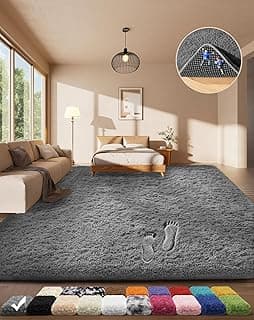 Ophanie Area Rugs for Living Room Bedroom, Washable Non-Slip Fluffy Soft Grey Shag Carpet, Indoor Floor Gray 4x6 Fuzzy Shaggy Living Room Plush Rug...