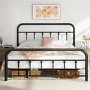 Nuturelly Metal Bed Frame Queen Size, Modern Platform Bed with Curved Headboard and Footboard, Heavy Duty Bed Frame, No Box Spring Needed, Noise-Fr...