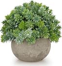 Folmywy Mini Artificial Potted Plant Sage Green Boxwood Topiary Fake Plant Indoor for Home Decoration Faux Greenery Realistic Plastic Bonsai Bathroom Kitchen Coffee Table Window Display