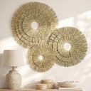 Sintuff 3 Pcs Boho Wall Decor, Handmade Natural Seagrass Hanging Baskets Set, Oversized Rustic Rattan Wicker Wall Art for Living Room, Bedroom & Of...