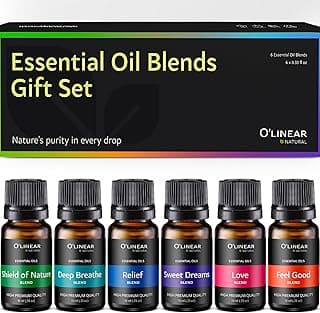 O'linear Essential Oils 6 Blends Set - Perfect for Humidifiers and Diffusers, Aromatherapy Diffuser Oils Scents, Essential Oil Kit for Home Use, Es...