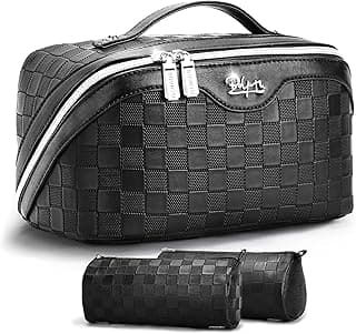 BOYATU Travel Makeup Bag Organizer: 3 Pcs Set Large Capacity Cosmetic Bags Holds 10–20 100ml Full-Size Bottles for 3–15 Day Trips - 180°Open-Flat M...