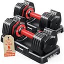 Rendpas Adjustable Dumbbells Set of 2, 5-in-1/10-in-1/16-in/1 Quick-Lock Hand Weights 25/55/80 lbs Pair, Anti-Slip Handle Free Weights Set in Home ...