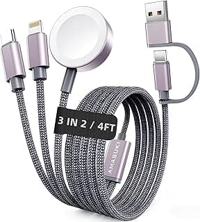 2026 Travel Essentials for Apple Watch Charger,Cruise Vacation Camping Essentials,iPhone Charger,Multi Charging Cable,3 in 2 Charging Docks for iWa...