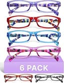 Gaoye Reading Glasses for Women, 6 pack Fashion Readers for Women Spring Hinge Eye Glasses, Blue Light Reading Glasses