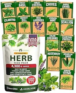 HOME GROWN Herb Seeds for Planting 15-Pack Massive Seed Count 4,300+ Seeds Non-GMO Heirloom | Extra Large | Culinary Herb Kit, Indoor Outdoor & Hyd...