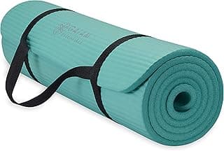 Gaiam Yoga Mat, Pilates & Exercise Mat, Thick 2/5" (10mm) Workout Mat with Easy-Cinch Carrying Strap for Home & Gym Workouts
