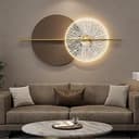 Troartos Large LED 3D Wall Art for Living Room, Modern Abstract Acrylic Luxury Textured Horizontal Wall Decor, Brown Minimalist Geometric Lighted H...