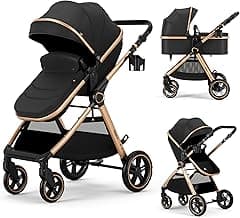 2 in 1 Baby Stroller, Convertible Bassinet Pushchair for Infants and Newborns 0-36 Months