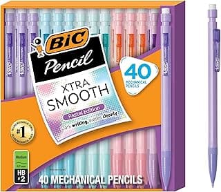 BIC Xtra-Smooth Mechanical Pencils, 0.7 mm Medium Point, 40-Count | No. 2 Lead Resists Smudging and Erases Cleanly, Smooth Reliable Writing, Pastel...