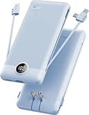 VRURC Portable Charger Built-in Cables and AC Wall Plug, USB C Power Bank 10000mAh, Travel Essentials Phone Charger Compact Lightweight External Ba...
