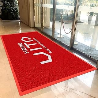 Custom Personalized Commercial Doormat with Any Logo Entryway Floor Mat Welcome Area Rug for Business Indoor/Outdoor Non-Slip Entrance Carpet Durab...