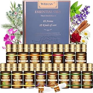 Essential Oils Set - Top 15 Scents for Diffuser, Humidifier, Skin Care, Aromatherapy, Massage, Candle & Soap Making - Fragrance Gift Set (5ml)